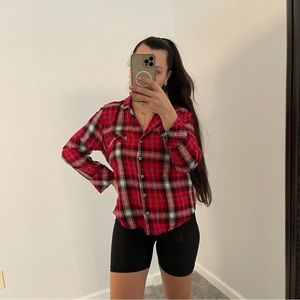 Victoria's Secret Size medium Red Plaid Print Pj Top
